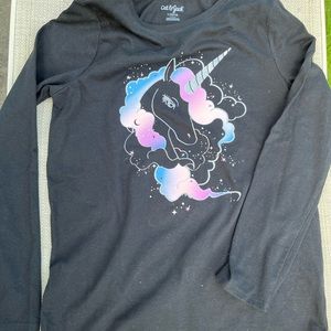 Girls 10/12 black unicorn long sleeve top by Cat & Jack